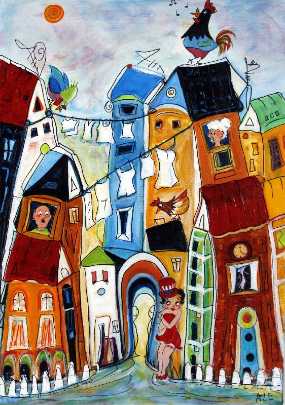 Betty satte farver på baggården