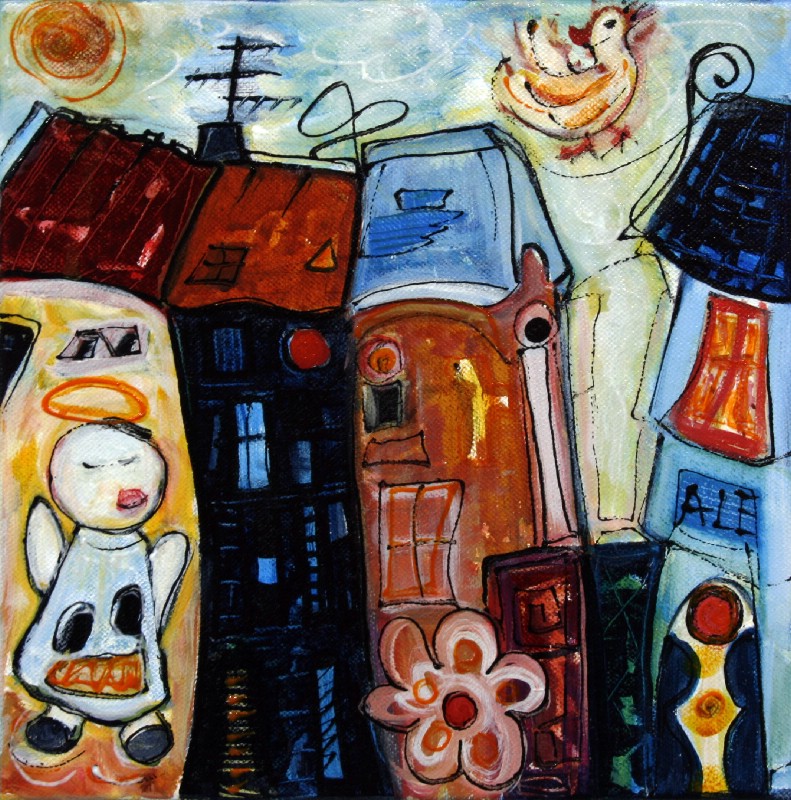 Engel gennem gården