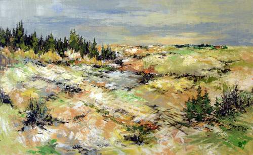 Landskab med grantræer