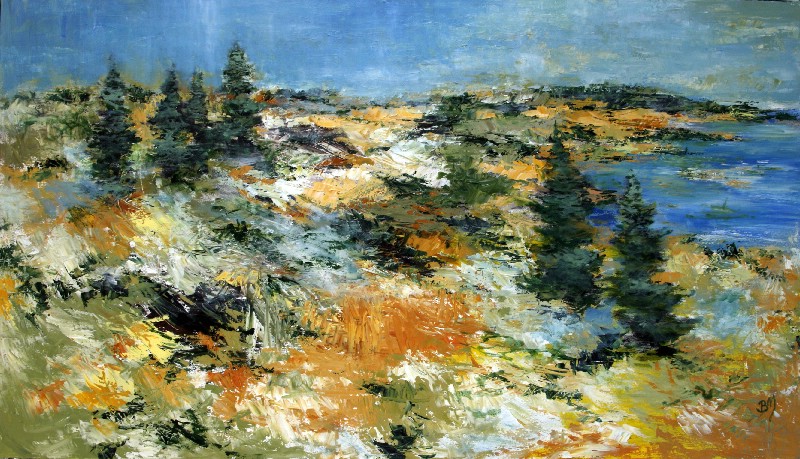 Landskab med grantræer