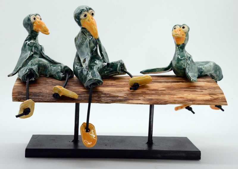 3 fugle på bænk