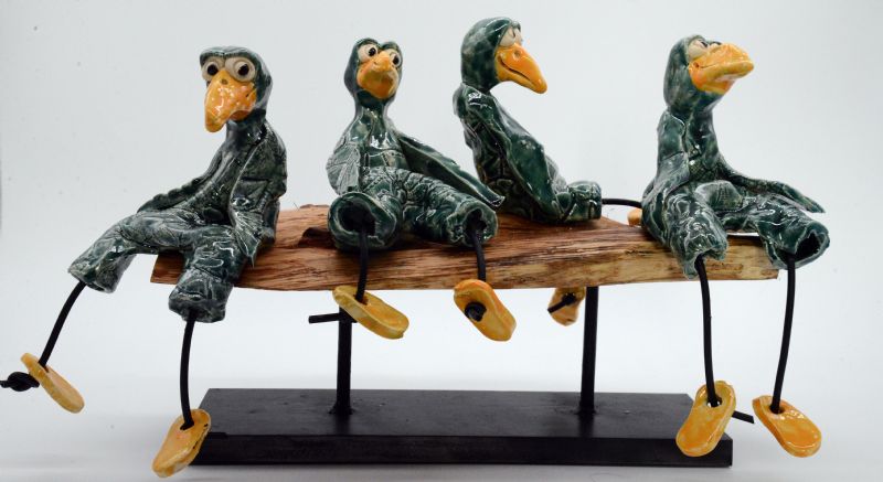 4 fugle på bænk