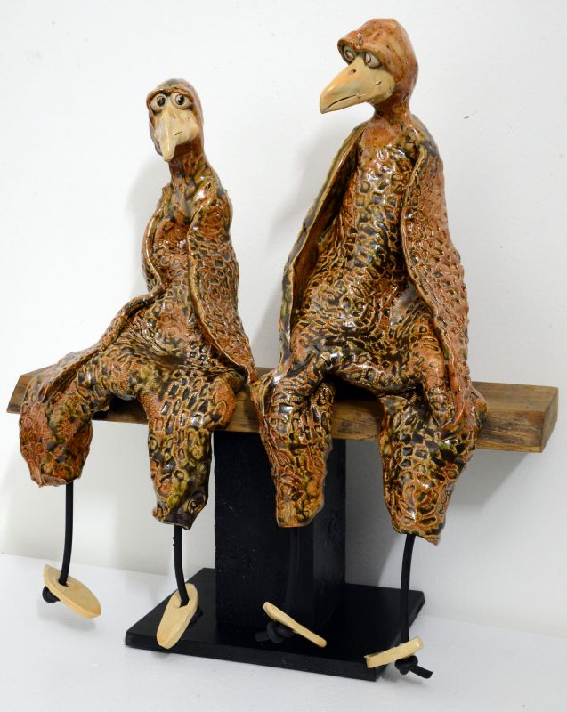 2 store fugle på bænk