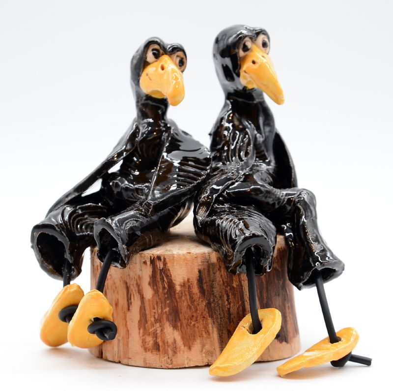 2 Fugle på rund træklods