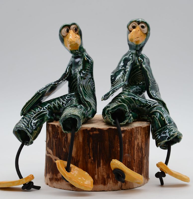 2 Fugle på rund træklods