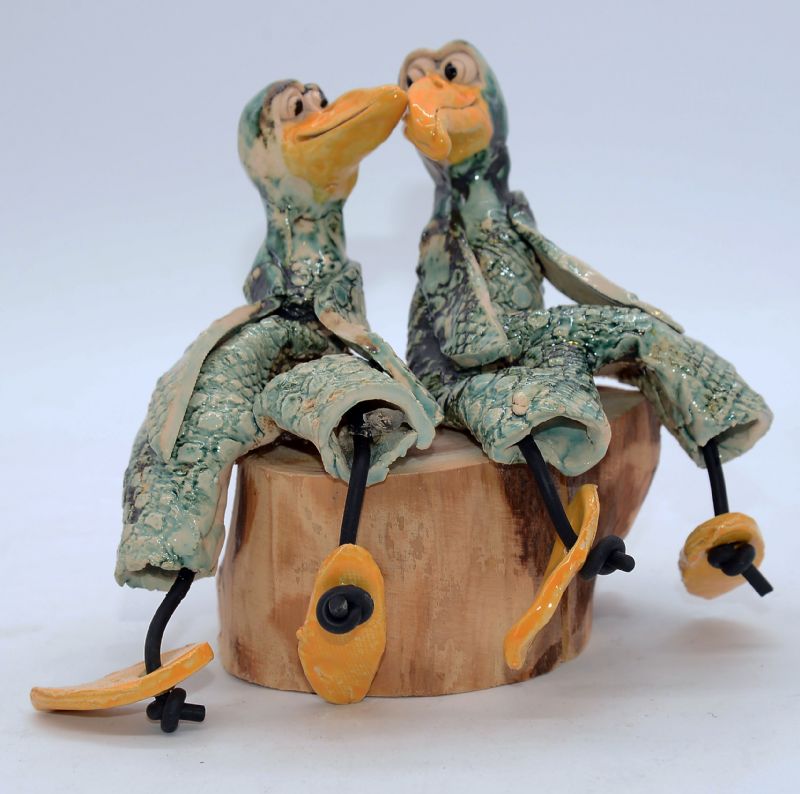 To fugle på træstub