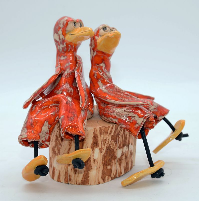 To fugle på træstub