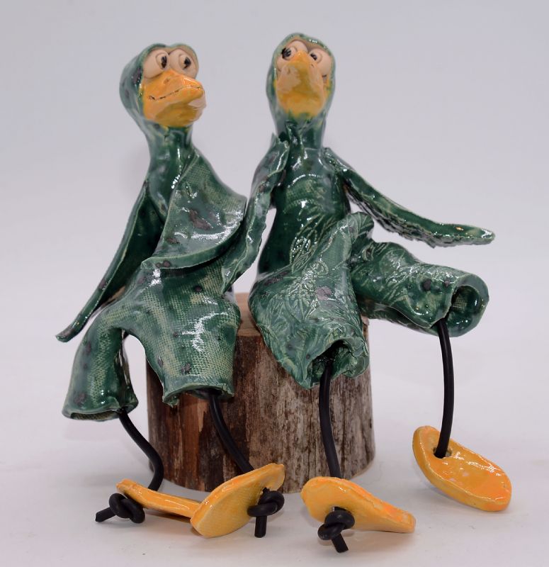 To fugle på træstub