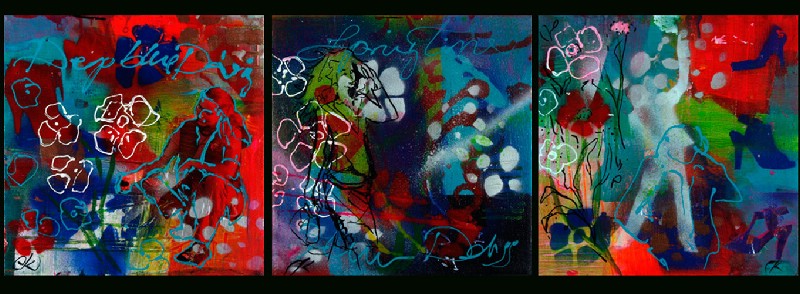 Blomster - 3 stk 20x20 cm.