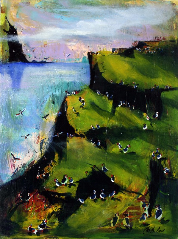 Morgenflyvning over Mykines - Færøerne