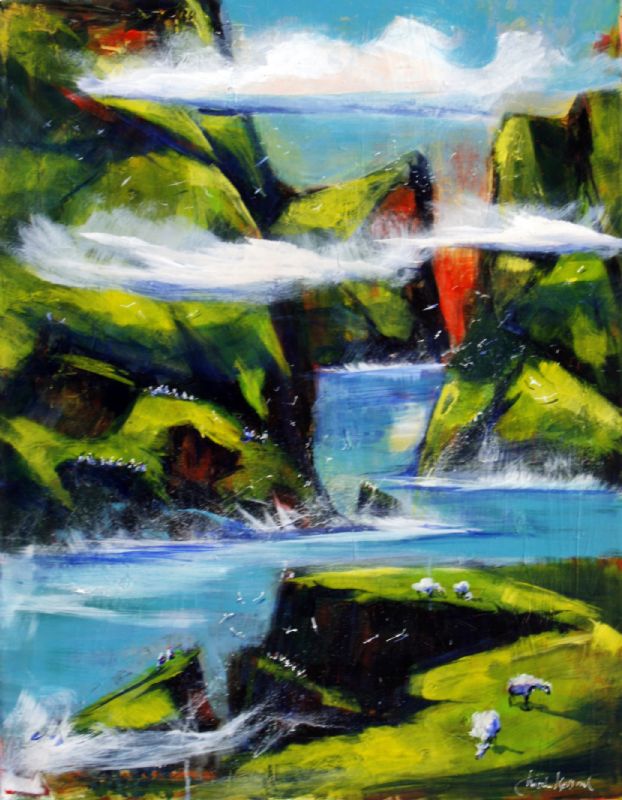 Solopgang mellem klipperne - Færøerne