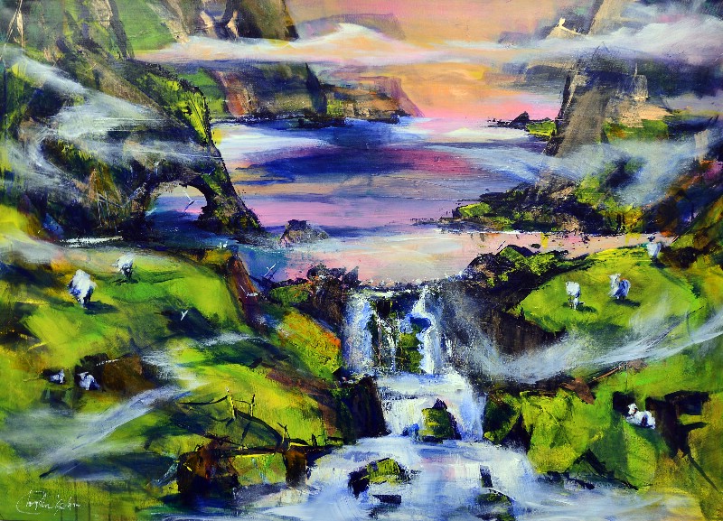 Færøsk landskab en sommernat