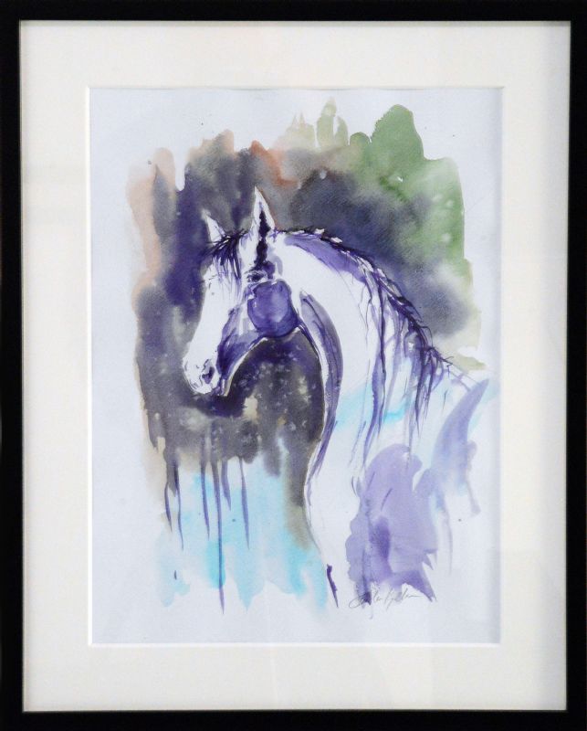 Horse - akvarel, bag glas