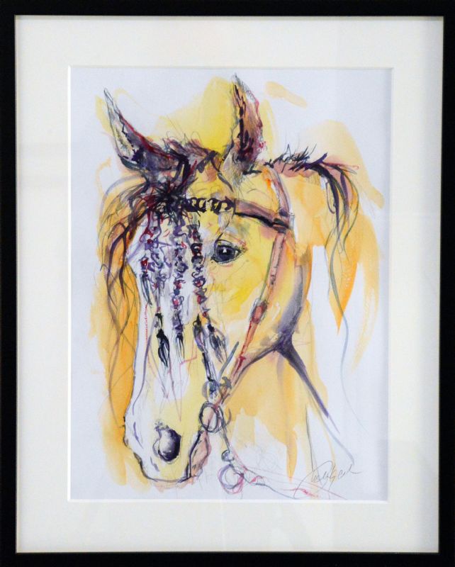 Horse - akvarel, bag glas