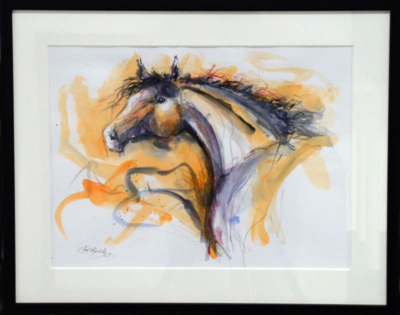 Horses - akvarel, bag glas