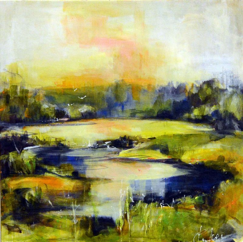 Skovsø i solnedgang