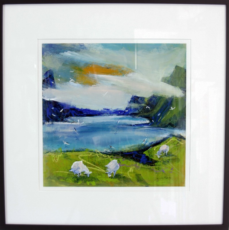 Færøerne - På papir med passepartout, bag glas 