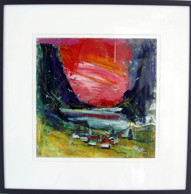 Færøerne - På papir med passepartout, bag glas 