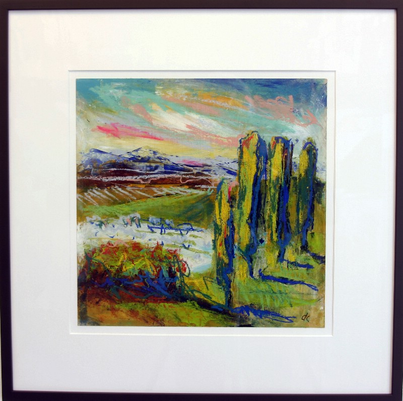 Toscana - På papir med passepartout, bag glas 