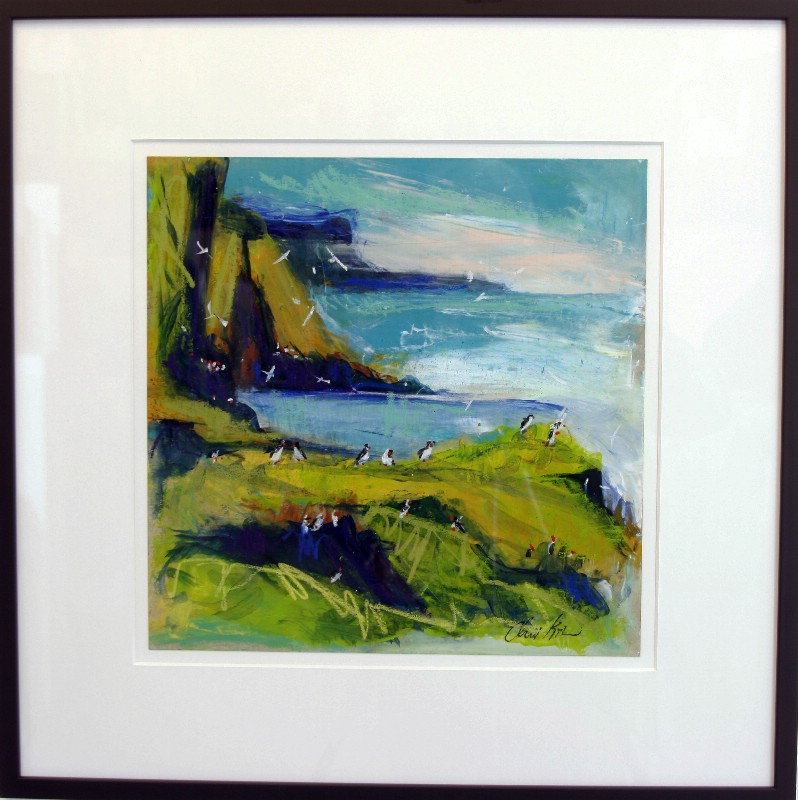 Færøerne - På papir med passepartout, bag glas 