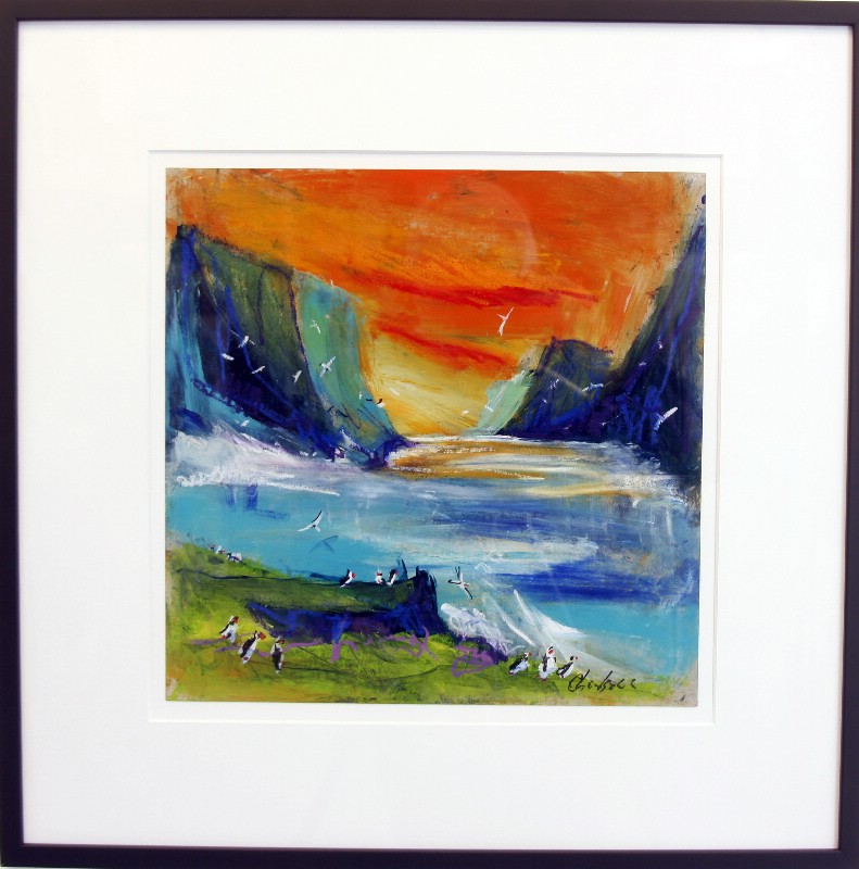 Færøerne - På papir med passepartout, bag glas 