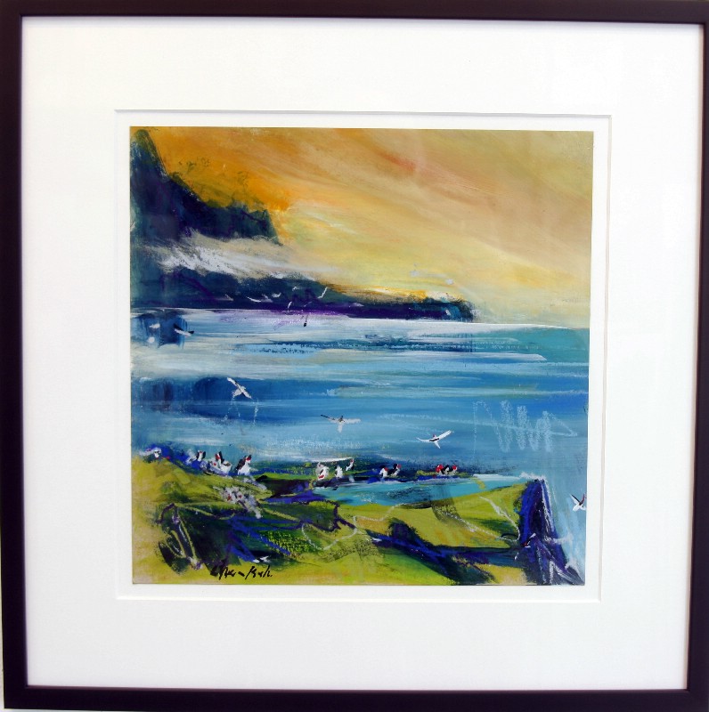 Færøerne - På papir med passepartout, bag glas 