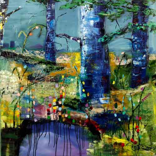 Byen bag blå træer