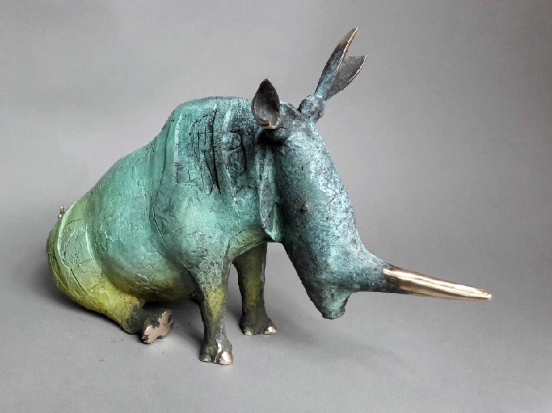 Sitting Rhino (Blue)