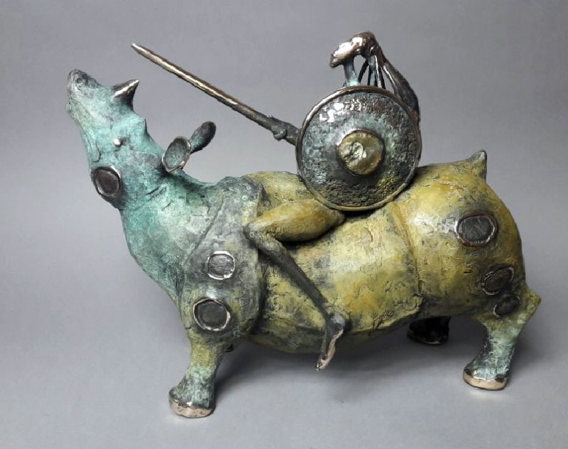 Rhino Riders With A Flintstone