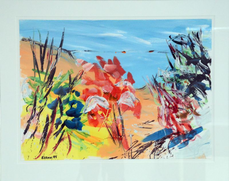 Akvarel bag glas med passepartout