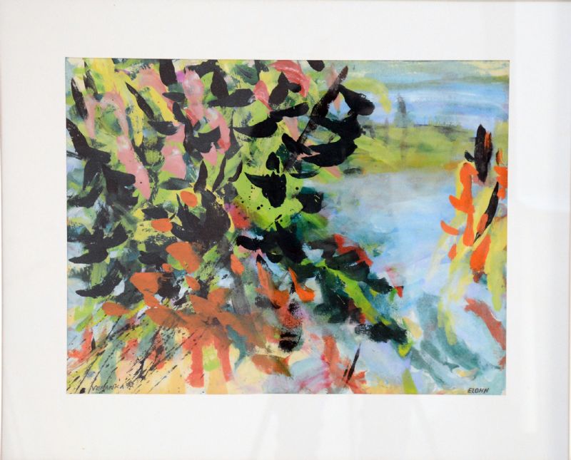 Akvarel bag glas med passepartout