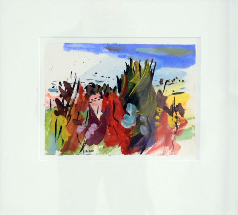 Akvarel bag glas med passepartout