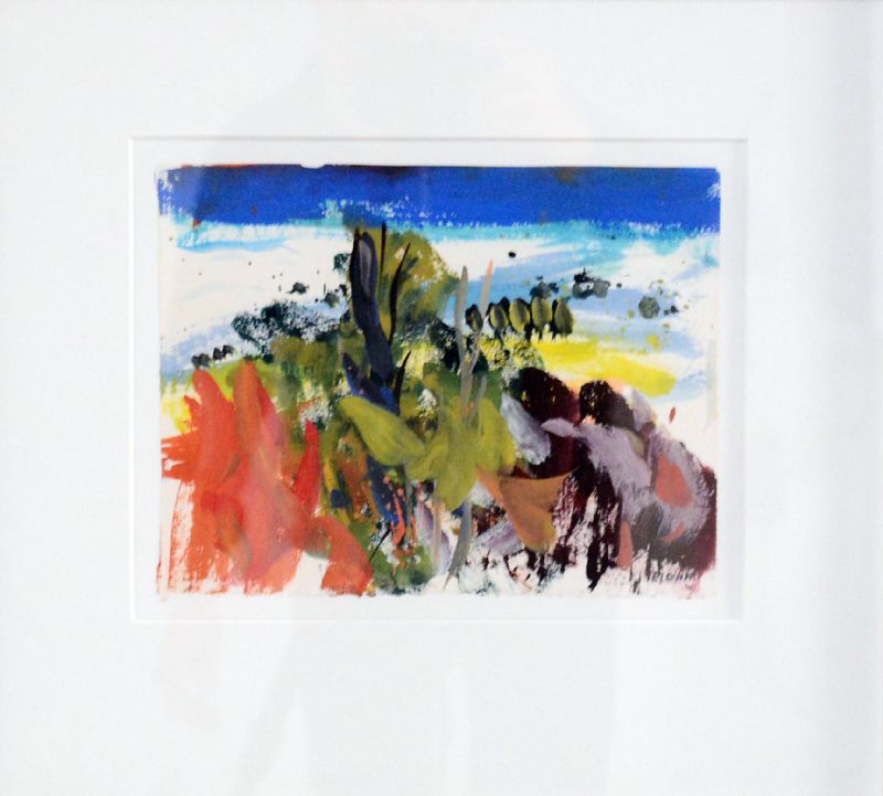 Akvarel bag glas med passepartout