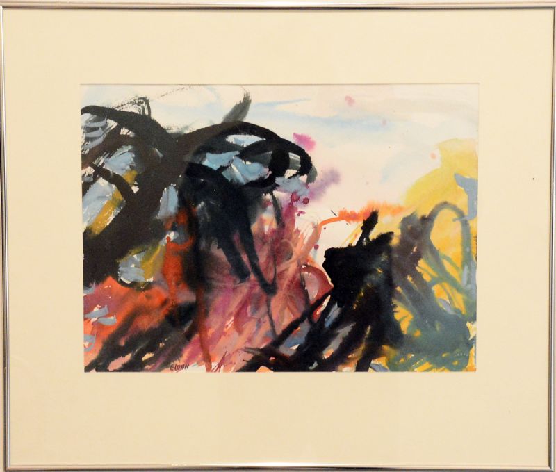 Akvarel bag glas med passepartout