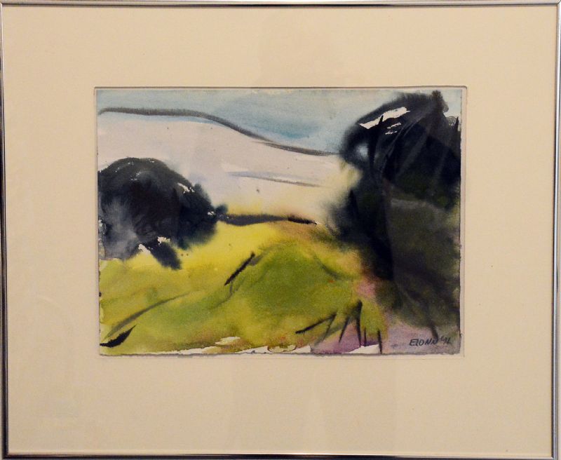 Akvarel bag glas med passepartout