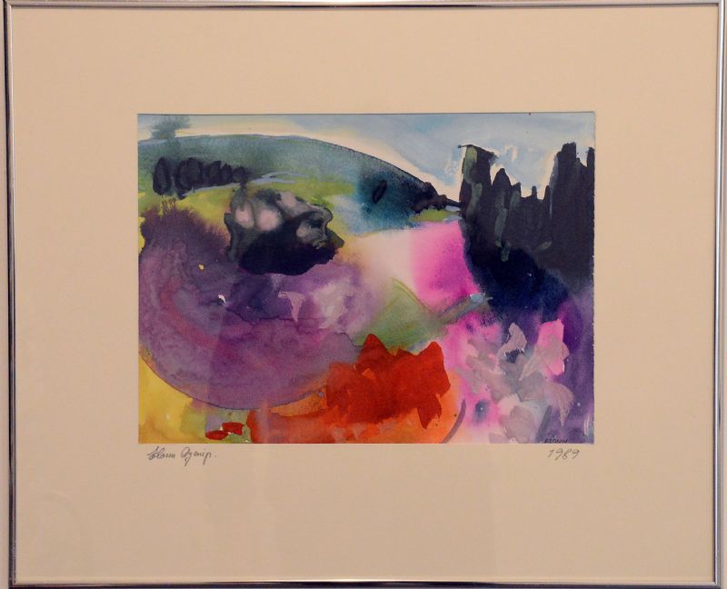 Akvarel bag glas med passepartout