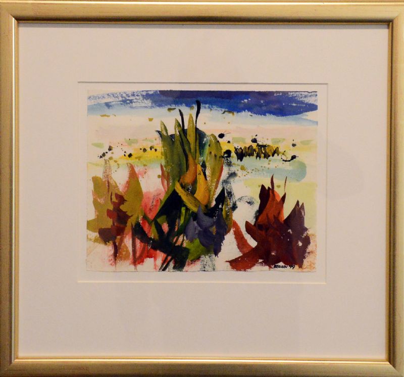 Akvarel bag glas med passepartout