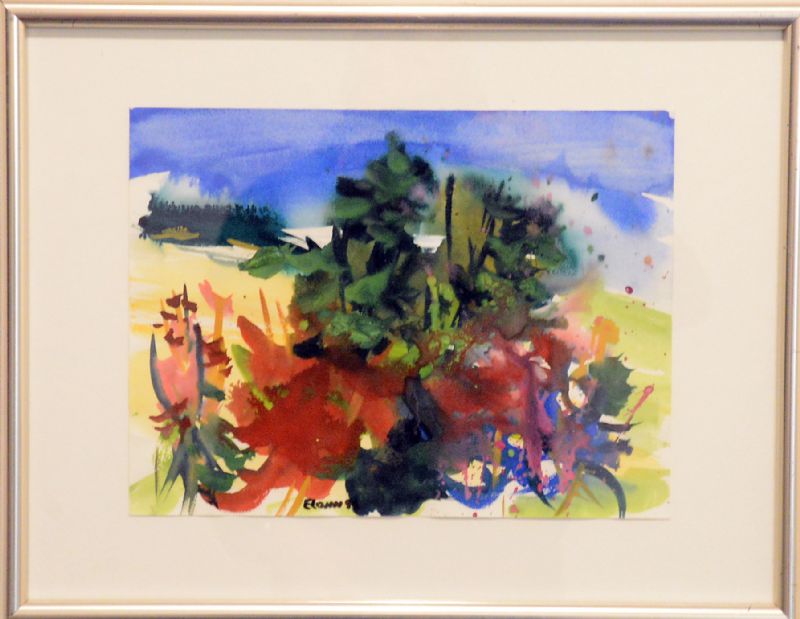 Akvarel bag glas med passepartout