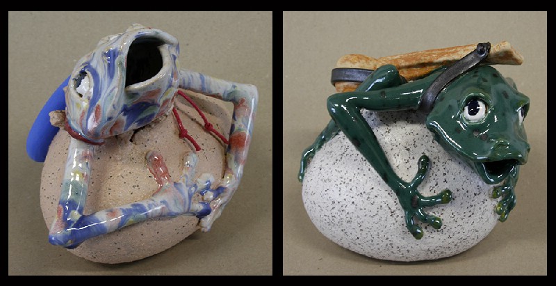 Frø på sten - 2 stk 15x16 cm