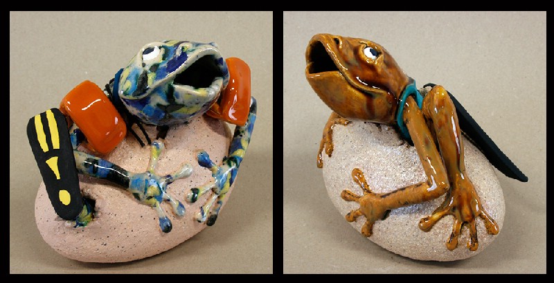 Frø på sten - 2 stk 15x16 cm