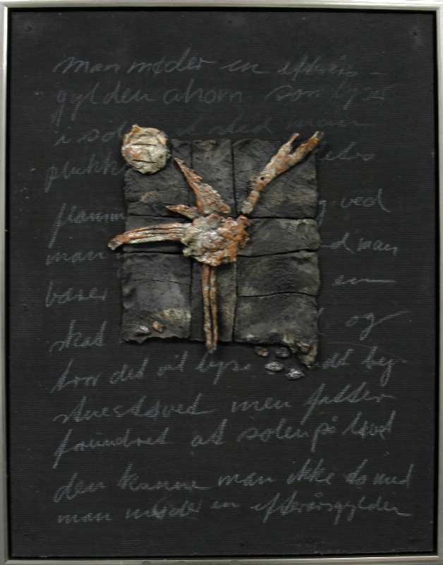 Relief på tavle - Efterårsfugl