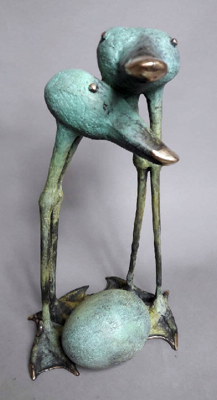 Ducks With An Egg - bronzeskulptur