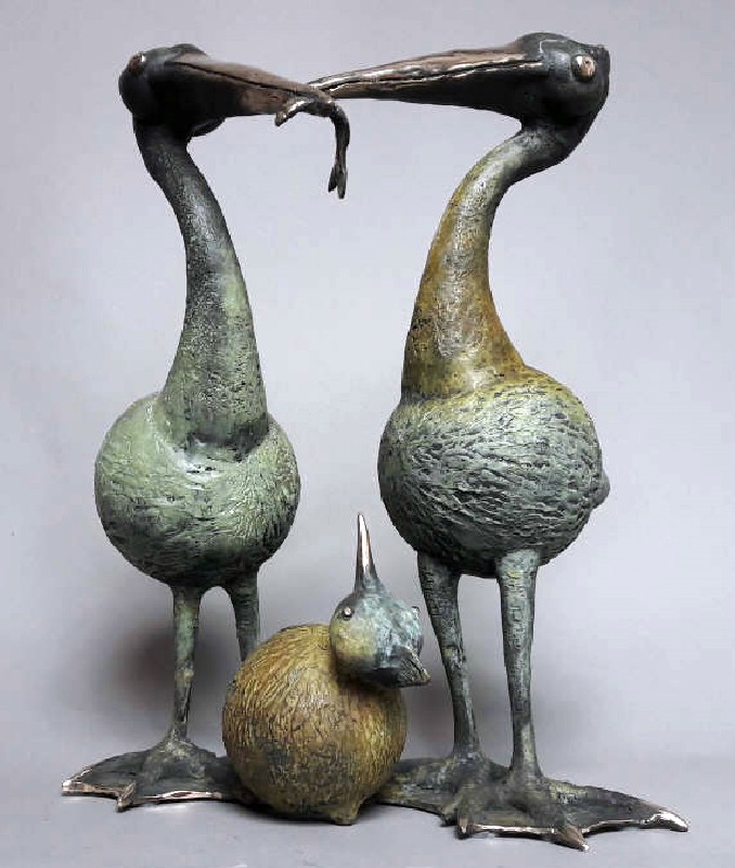 Gannels With Chick - bronzeskulptur