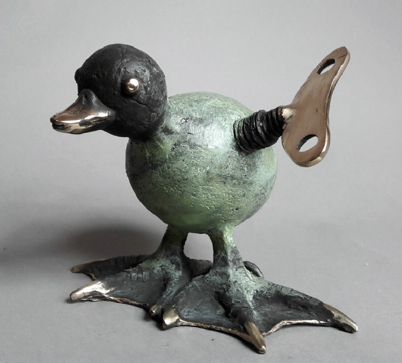 Mechanical Duck - bronzeskulptur