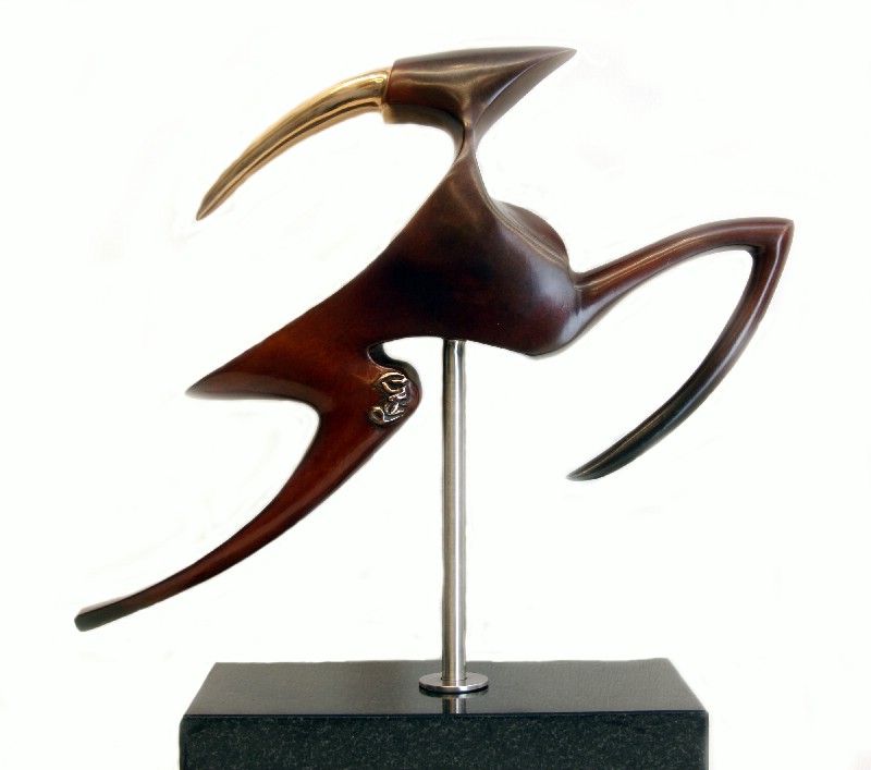 Running Away - Red - Bronzeskulptur