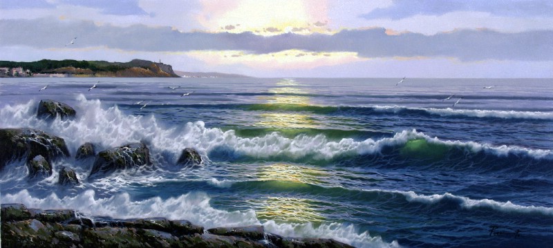 Seagulls Over The Sea