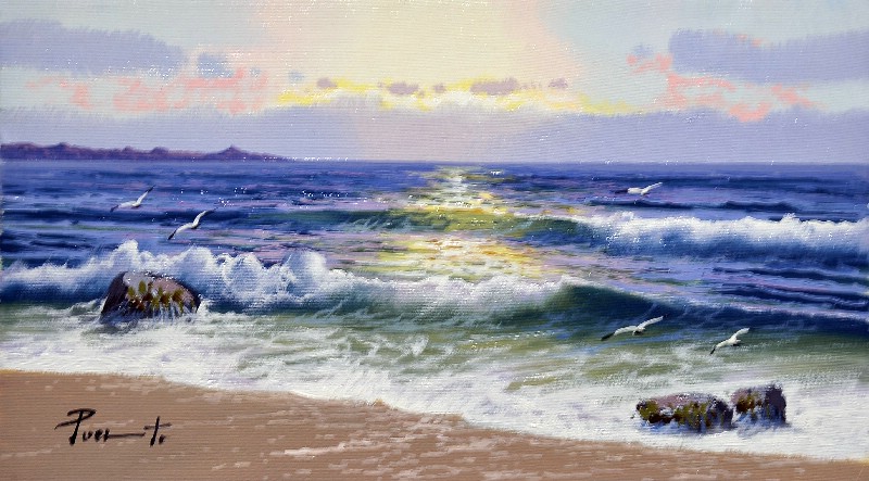 Seagulls Over The Sea