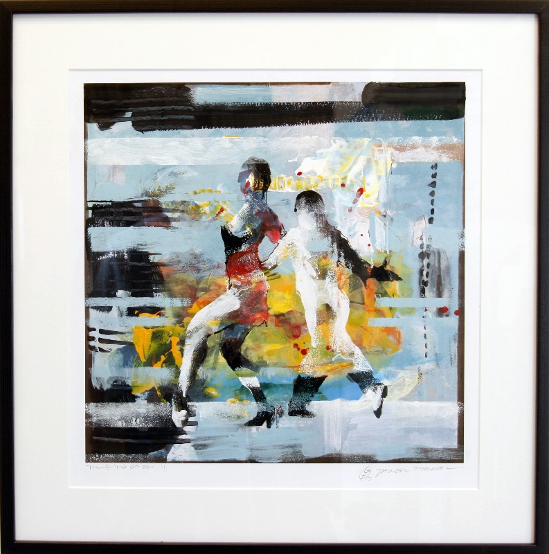 Malet på karton - bag glas