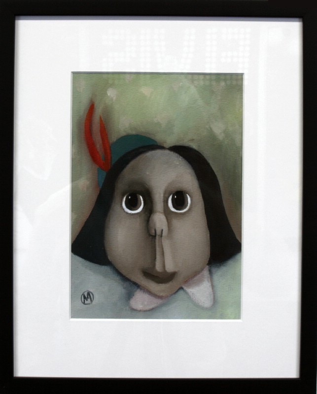 Joline - maleri på papir bag glas