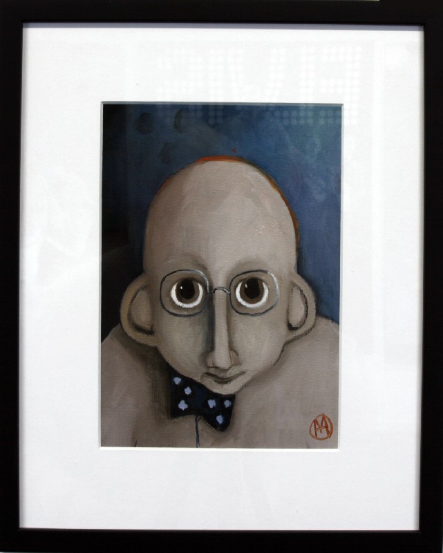 Alvin - maleri på papir bag glas